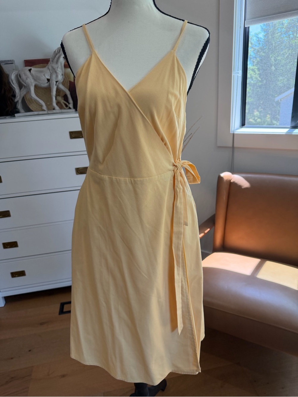 The good Jane, Soft Yellow Wrap-Front Spaghetti Strap Slip